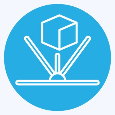 Simge hologramı. Üç boyutlu görselleştirme sembolüyle ilgili. Mavi gözlü. Basit dizayn edilebilir. Basit resimleme