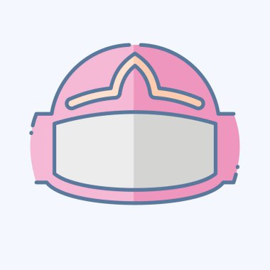 Simge VR Miğferi. Üç boyutlu görselleştirme sembolüyle ilgili. Karalama stili. Basit dizayn edilebilir. Basit resimleme