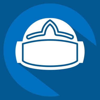 Simge VR Miğferi. Üç boyutlu görselleştirme sembolüyle ilgili. Uzun gölge tarzı. Basit dizayn edilebilir. Basit resimleme