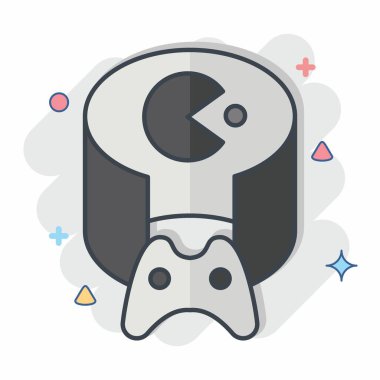 Simge VR Oyunu. Üç boyutlu görselleştirme sembolüyle ilgili. Çizgi roman. Basit dizayn edilebilir. Basit resimleme