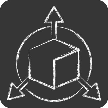 Simge Üç Boyutlu Nesne. Üç boyutlu görselleştirme sembolüyle ilgili. Tebeşir stili. Basit dizayn edilebilir. Basit resimleme