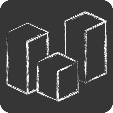 Simge 3 boyutlu görselleştirme. Üç boyutlu görselleştirme sembolüyle ilgili. Tebeşir stili. Basit dizayn edilebilir. Basit resimleme