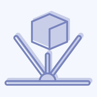 Simge hologramı. Üç boyutlu görselleştirme sembolüyle ilgili. İki ton stili. Basit dizayn edilebilir. Basit resimleme