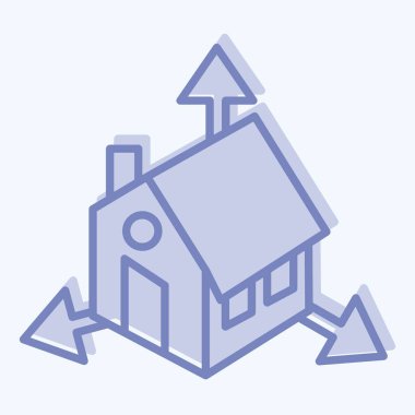 Simge Mimarisi Tasarımı. Üç boyutlu görselleştirme sembolüyle ilgili. İki ton stili. Basit dizayn edilebilir. Basit resimleme