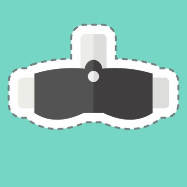 Çıkartma çizgisi VR gözlüklerini kesmiş. Üç boyutlu görselleştirme sembolüyle ilgili. Basit dizayn edilebilir. Basit resimleme