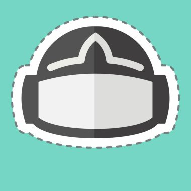 Çıkartma hattı VR Miğferini kesti. Üç boyutlu görselleştirme sembolüyle ilgili. Basit dizayn edilebilir. Basit resimleme