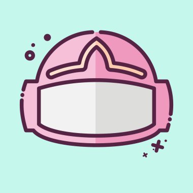 Simge VR Miğferi. Üç boyutlu görselleştirme sembolüyle ilgili. MBE tarzı. Basit dizayn edilebilir. Basit resimleme