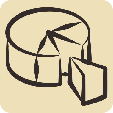 Simge Pasta Çizelgesi. Üç boyutlu görselleştirme sembolüyle ilgili. El çizimi tarzı. Basit dizayn edilebilir. Basit resimleme