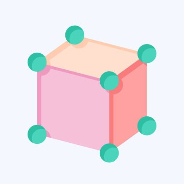 Simge Framework. Üç boyutlu görselleştirme sembolüyle ilgili. Düz stil. Basit dizayn edilebilir. Basit resimleme