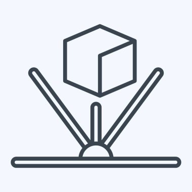 Simge hologramı. Üç boyutlu görselleştirme sembolüyle ilgili. Sıra tarzı. Basit dizayn edilebilir. Basit resimleme