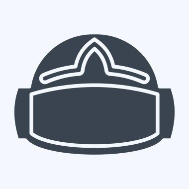 Simge VR Miğferi. Üç boyutlu görselleştirme sembolüyle ilgili. Kabartma tarzı. Basit dizayn edilebilir. Basit resimleme