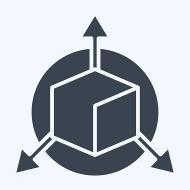 Simge Üç Boyutlu Nesne. Üç boyutlu görselleştirme sembolüyle ilgili. Kabartma tarzı. Basit dizayn edilebilir. Basit resimleme