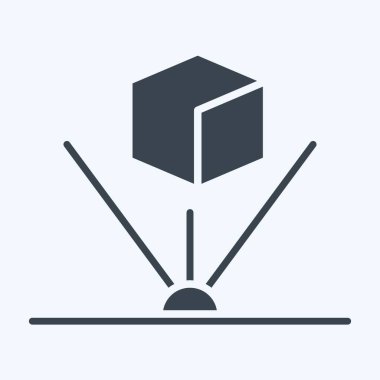 Simge hologramı. Üç boyutlu görselleştirme sembolüyle ilgili. Kabartma tarzı. Basit dizayn edilebilir. Basit resimleme