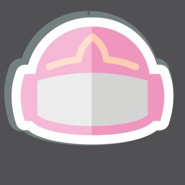 Etiket VR Miğfer. Üç boyutlu görselleştirme sembolüyle ilgili. Basit dizayn edilebilir. Basit resimleme