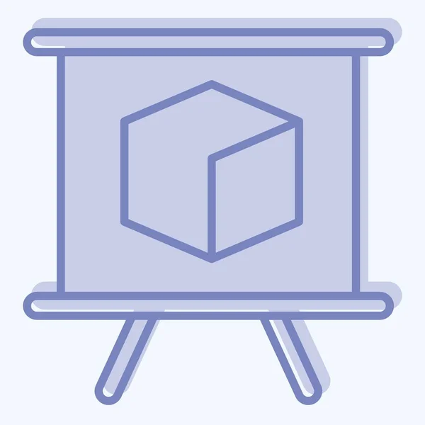 アイコン3Dプレゼンテーション 3D視覚化シンボルに関連しています 2つのトーンスタイル 編集可能なシンプルなデザイン シンプルなイラスト — ストックベクタ