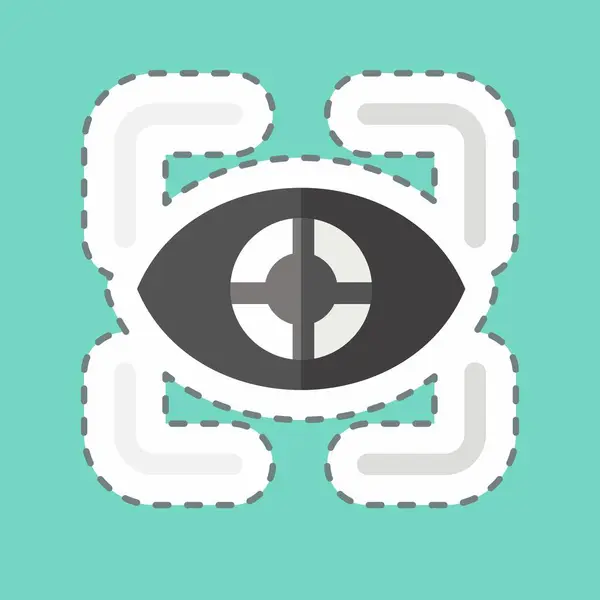 Sticker Ligne Coupée Eye Tracking Lié Symbole Visualisation Conception Simple — Image vectorielle