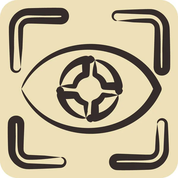 Icône Eye Tracking Lié Symbole Visualisation Style Dessiné Main Conception — Image vectorielle