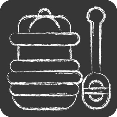 İkon Bal Kavanozu. Apiary sembolüyle ilgili. Tebeşir stili. Basit dizayn edilebilir. Basit resimleme