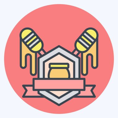 Simge Rozeti. Apiary sembolüyle ilgili. renk arkadaşı stili. Basit dizayn edilebilir. Basit resimleme