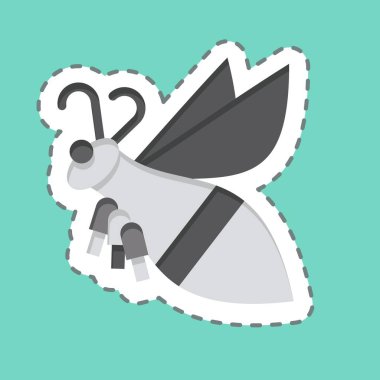 Çıkartma çizgisi Dağ Arısı 'nı kesti. Apiary sembolüyle ilgili. Basit dizayn edilebilir. Basit resimleme