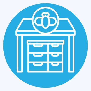 Simge Apiary. Apiary sembolüyle ilgili. Mavi gözlü. Basit dizayn edilebilir. Basit resimleme