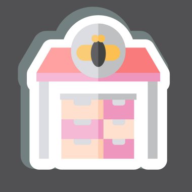 Çıkartma Apiary. Apiary sembolüyle ilgili. Basit dizayn edilebilir. Basit resimleme