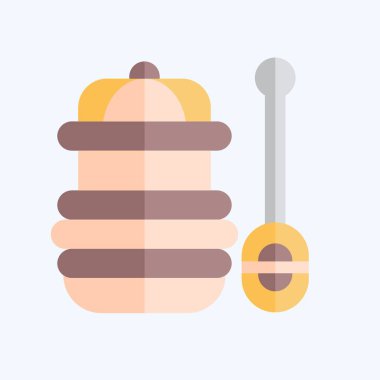 İkon Bal Kavanozu. Apiary sembolüyle ilgili. Düz stil. Basit dizayn edilebilir. Basit resimleme