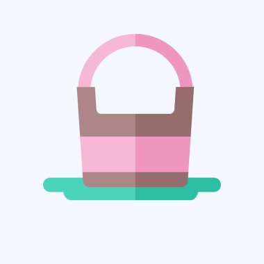 Simge Su Kovası. Kamp sembolüyle ilgili. Düz stil. Basit dizayn edilebilir. Basit resimleme