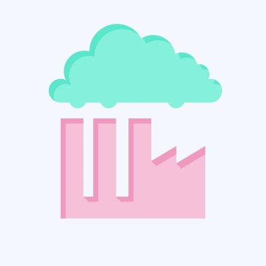 Simge Hava Kirliliği. İklim Değişikliği sembolüyle ilgili. Düz stil. Basit dizayn edilebilir. Basit resimleme