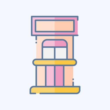 Simge Bilet Ofisi. Lunapark sembolüyle ilgili. Karalama stili. Basit dizayn edilebilir. Basit resimleme