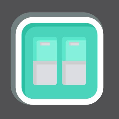 Çıkartma Kapısı Işık Düğmesi. Bina materyali sembolüyle ilgili. Basit dizayn edilebilir. Basit resimleme