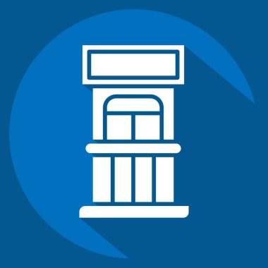 Simge Bilet Ofisi. Lunapark sembolüyle ilgili. Uzun gölge tarzı. Basit dizayn edilebilir. Basit resimleme