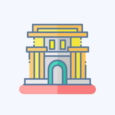 İkon Pyongyang. Başkent sembolüyle ilgili. Karalama stili. Basit dizayn edilebilir. Basit resimleme