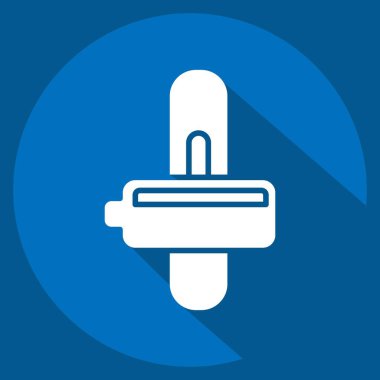 Simge Otomatik Aktarım. Otomotiv sembolü. Uzun gölge tarzı. Basit dizayn edilebilir. Basit resimleme