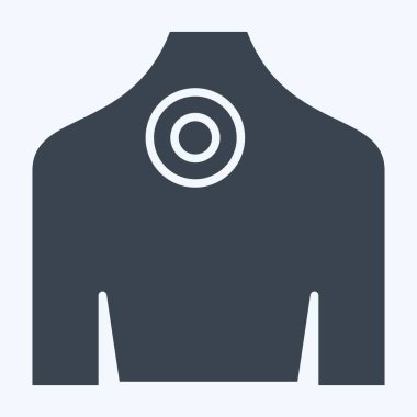 Sırt ağrısı ikonu. Vücut Ache sembolüyle ilgili. Kabartma tarzı. Basit dizayn edilebilir. Basit resimleme