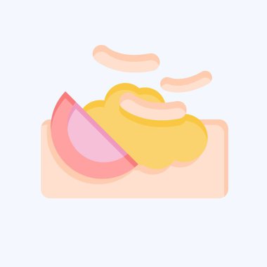 İkon makarna. Kahvaltı sembolüyle ilgili. Düz stil. Basit dizayn edilebilir. Basit resimleme