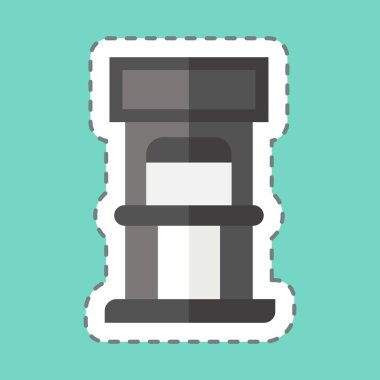 Etiket hattı Bilet Ofisi 'ni kesti. Lunapark sembolüyle ilgili. Kabartma tarzı. Basit dizayn edilebilir. Basit resimleme