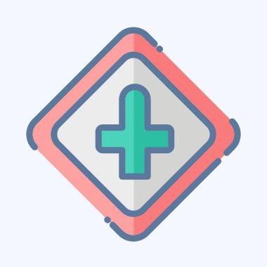 İkona Kavşağı Önünde. Yol İşareti sembolüyle ilgili. Karalama stili. Basit dizayn edilebilir. Basit resimleme