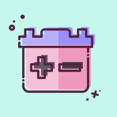 Simge bataryası. Otomotiv sembolü. MBE tarzı. Basit dizayn edilebilir. Basit resimleme