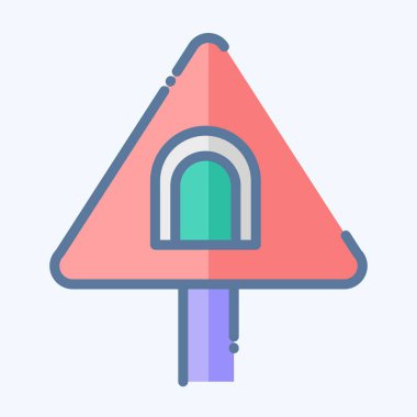 Icon Tüneli Yolu. Yol İşareti sembolüyle ilgili. Karalama stili. Basit dizayn edilebilir. Basit resimleme