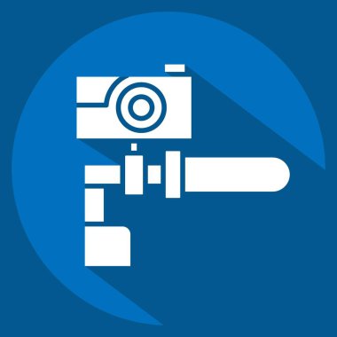 Bisiklet sembolüyle ilgili simge kamerası. Uzun gölge tarzı. Basit dizayn edilebilir. Basit resimleme