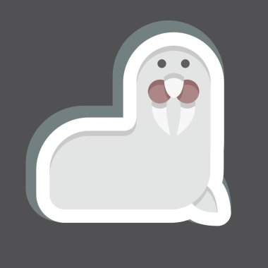 Etiketli deniz aygırı. Alaska sembolüyle ilgili. Basit dizayn edilebilir. Basit resimleme