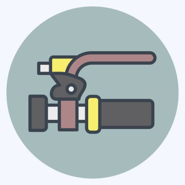 Bisiklet sembolüne bağlı ikon fren. renk arkadaşı stili. Basit dizayn edilebilir. Basit resimleme