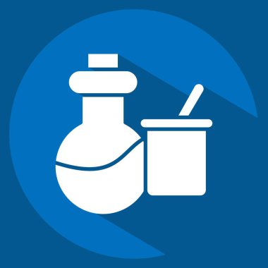 Simge Bilimi Aletleri. Biyokimya sembolüyle ilgili. Uzun gölge tarzı. Basit dizayn edilebilir. Basit resimleme