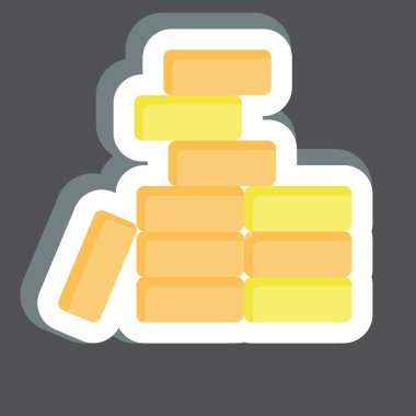 Çıkartma tuğla işi. Bina materyali sembolüyle ilgili. Basit dizayn edilebilir. Basit resimleme