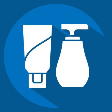 Simge losyonu. Banyo sembolüyle ilgili. Uzun gölge tarzı. Basit dizayn edilebilir. Basit resimleme