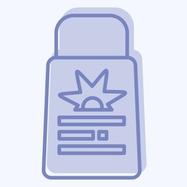 Simge Güneş kremi. Beyzbol sembolüyle ilgili. İki ton stili. Basit dizayn edilebilir. Basit resimleme