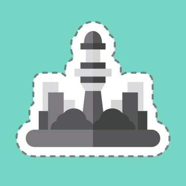 Çıkartma hattı Kuala Lumpur 'u kesti. Başkent sembolüyle ilgili. Basit dizayn edilebilir. Basit resimleme