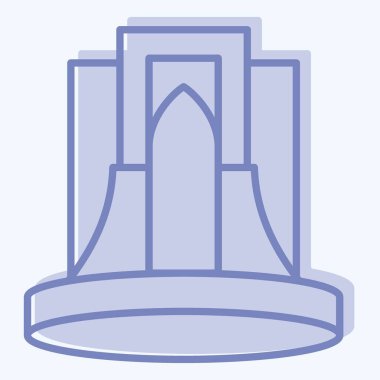 İkon Tahran. Başkent sembolüyle ilgili. İki ton stili. Basit dizayn edilebilir. Basit resimleme