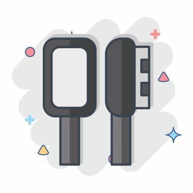 Simge saç fırçası. Banyo sembolüyle ilgili. Çizgi roman. Basit dizayn edilebilir. Basit resimleme